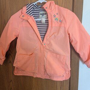 Oshkosh B'gosh Raincoat Wind Breaker Peach with Navy Striped Lining-Kid's S (4)